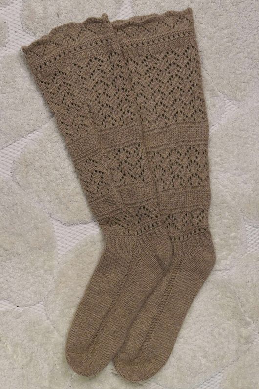 Pointelle Knit Slouch Socks Camel